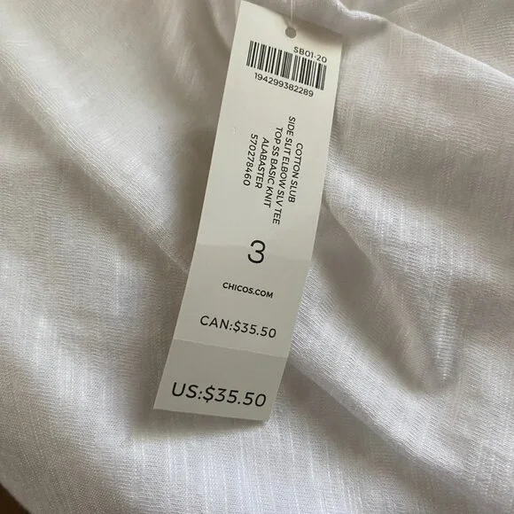 Chico's V-neck White T-shirt NWT (XL) - Picture 4 of 4
